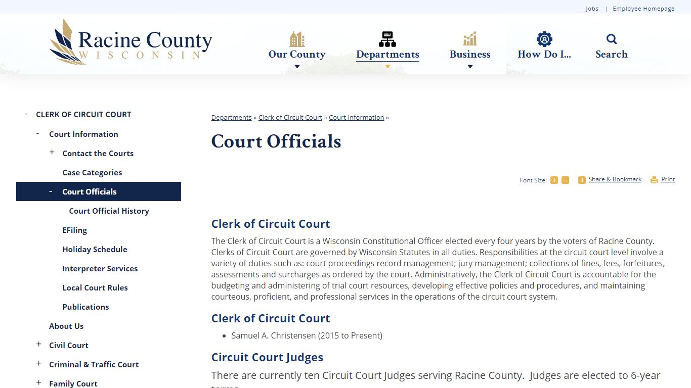 Court Officials | Racine County, WI